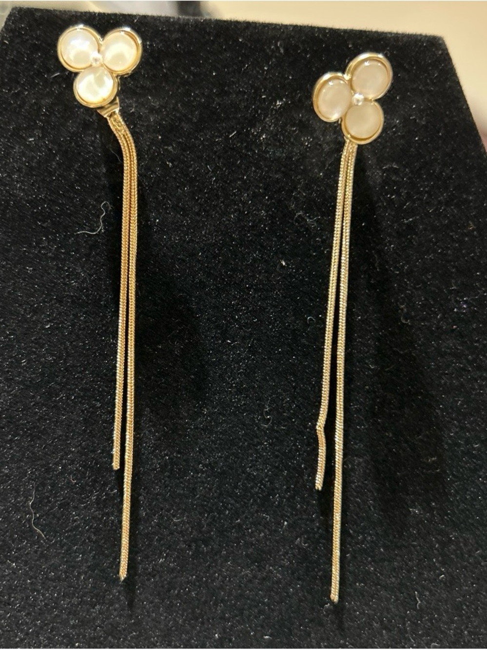 Gold color Floral Pearl Drop Earrings - Women Jewelry
